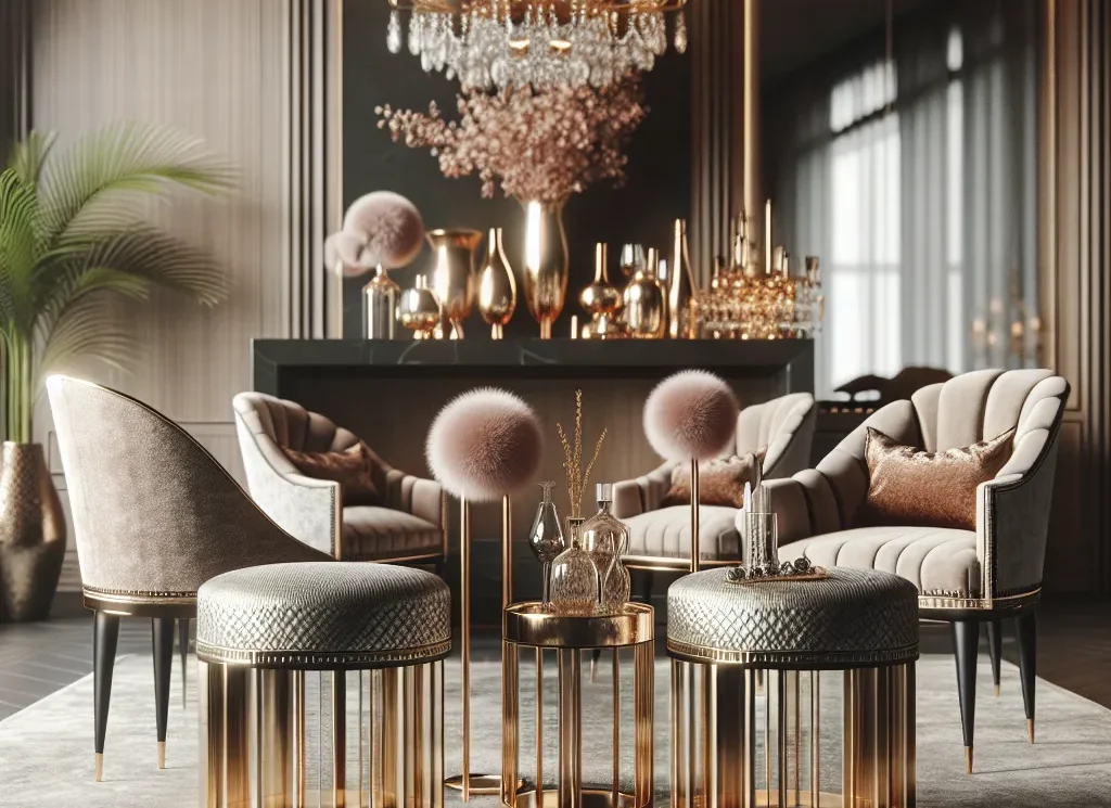 Stylowe wnętrza – tapicerowane hokery i krzesła glamour dla wymagających