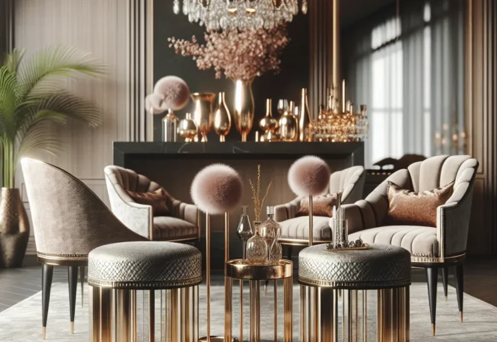 Stylowe wnętrza – tapicerowane hokery i krzesła glamour dla wymagających